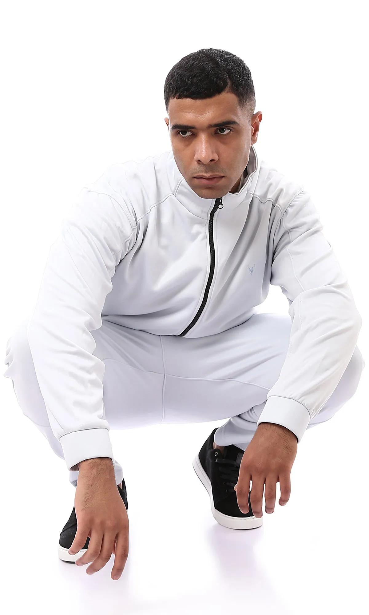 O172669 Pastel Grey Solid Pants With Inner Fleece