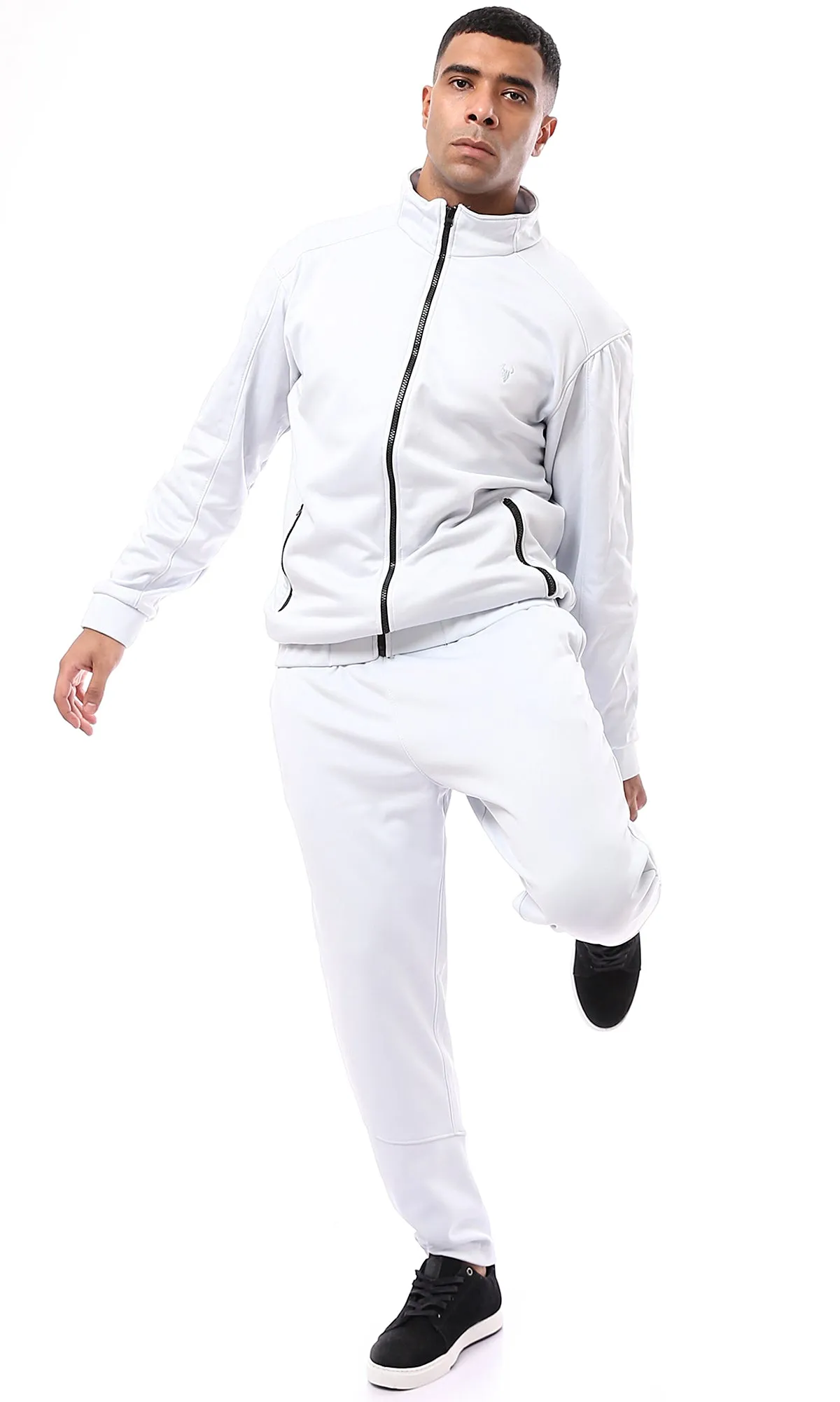 O172669 Pastel Grey Solid Pants With Inner Fleece
