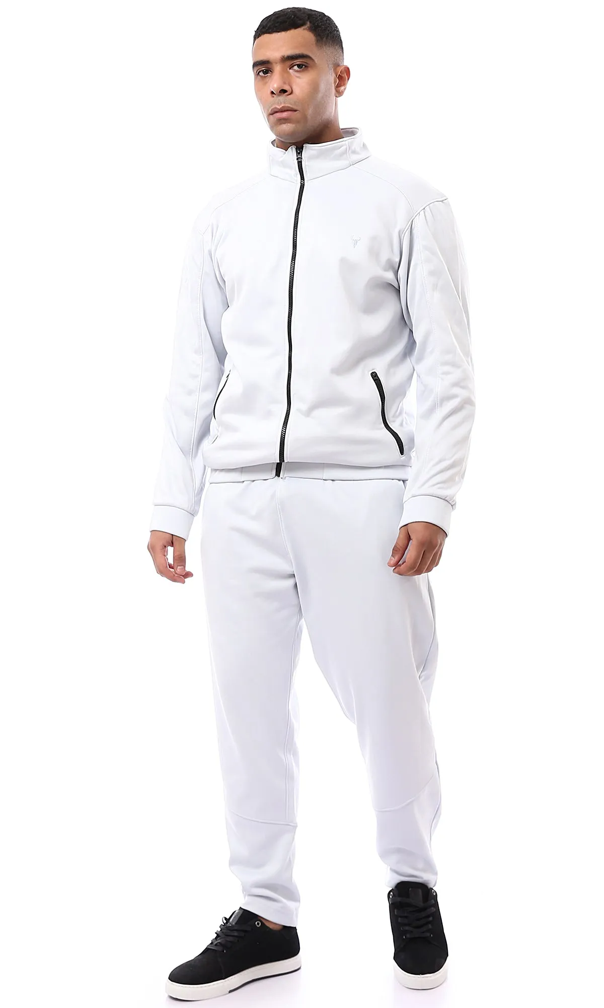 O172669 Pastel Grey Solid Pants With Inner Fleece