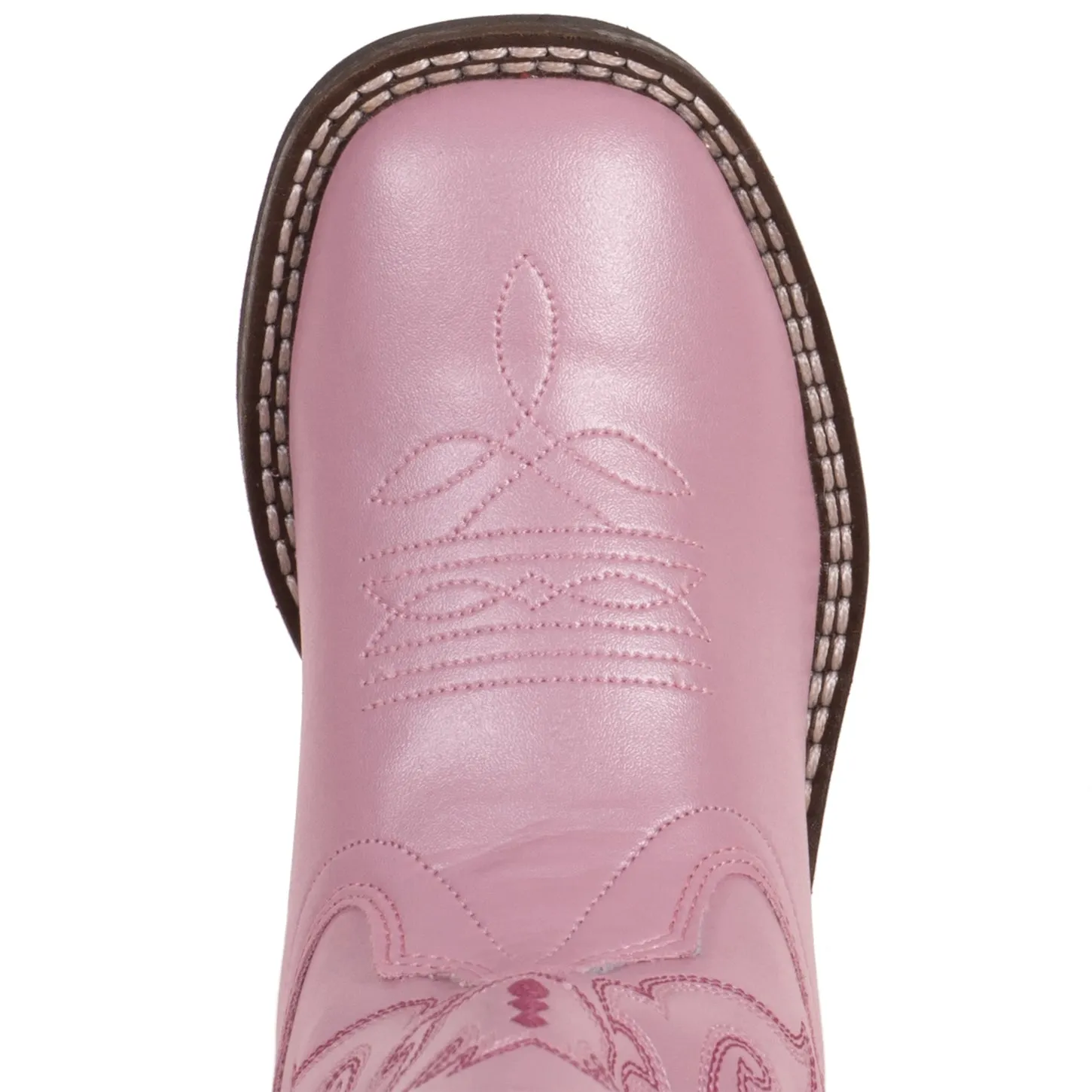 Old West Pink Children Girls Scroll Stitch Cowboy Western Boots 2.5 D