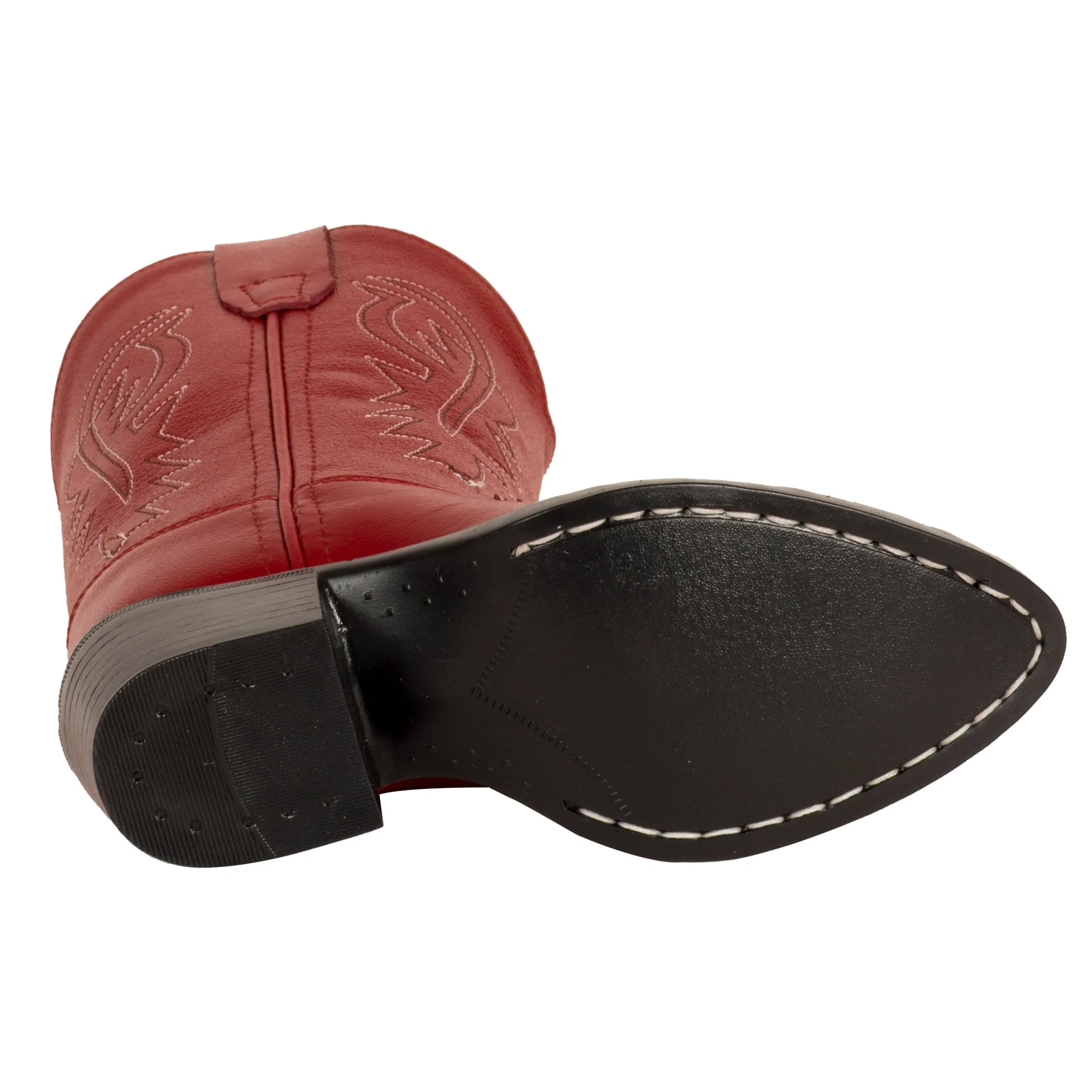 Old West Red Childrens Girls Corona Leather J Toe Cowboy Western Boots 8.5 D