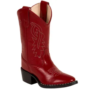 Old West Red Childrens Girls Corona Leather J Toe Cowboy Western Boots 8.5 D