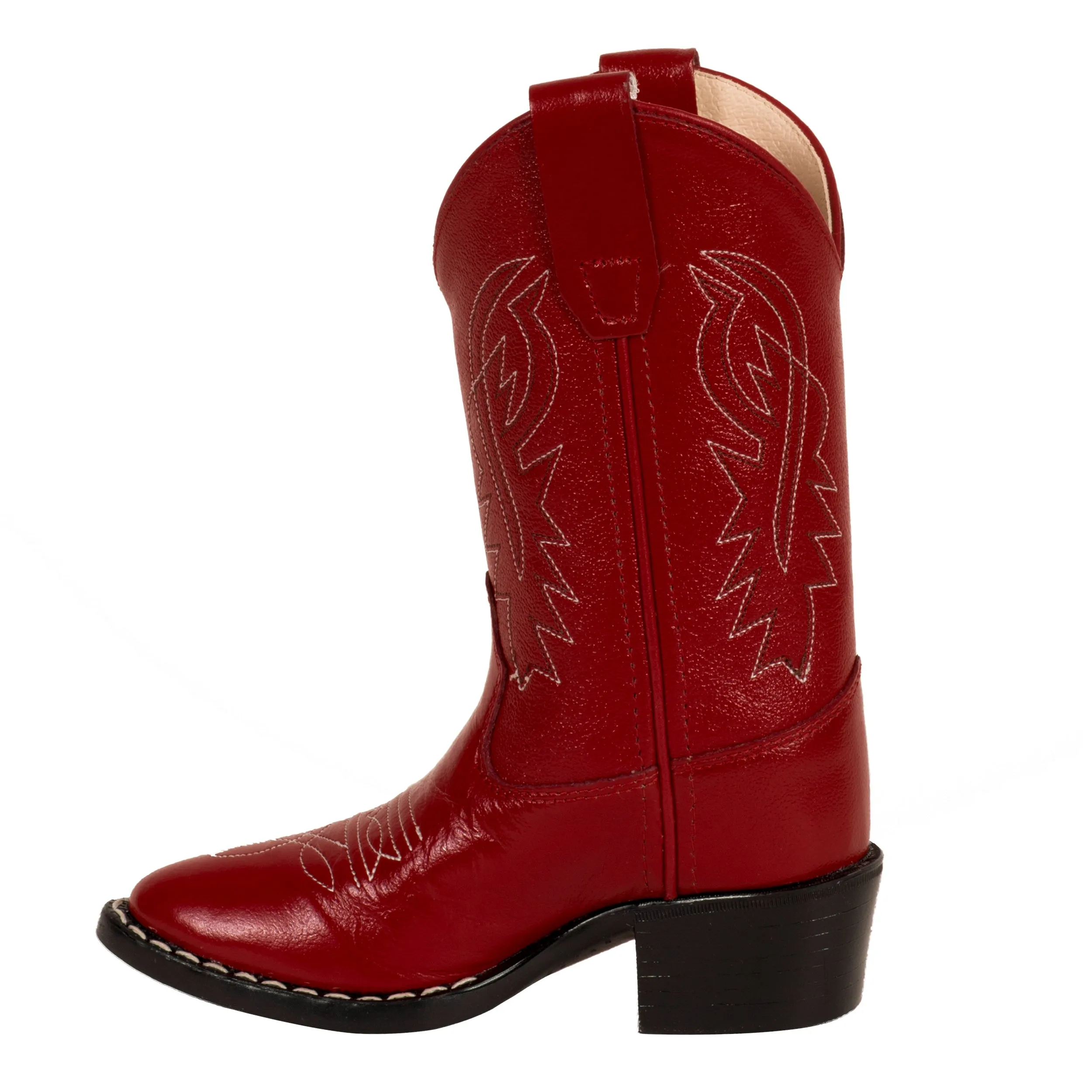Old West Red Childrens Girls Corona Leather J Toe Cowboy Western Boots 8.5 D