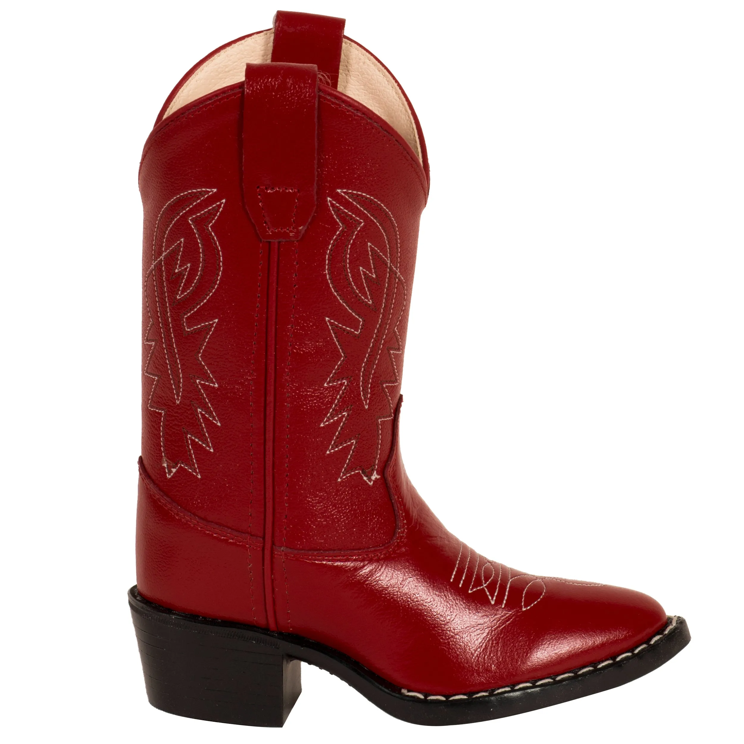 Old West Red Childrens Girls Corona Leather J Toe Cowboy Western Boots 8.5 D