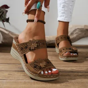 Sara | Blossom Wedge Sandals