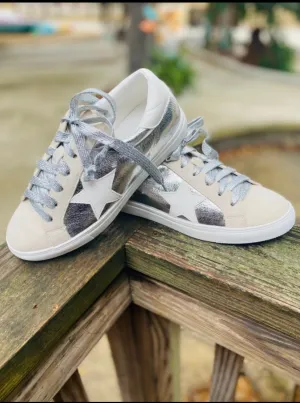 Silver Metallic Classic Low Top Star Sneakers