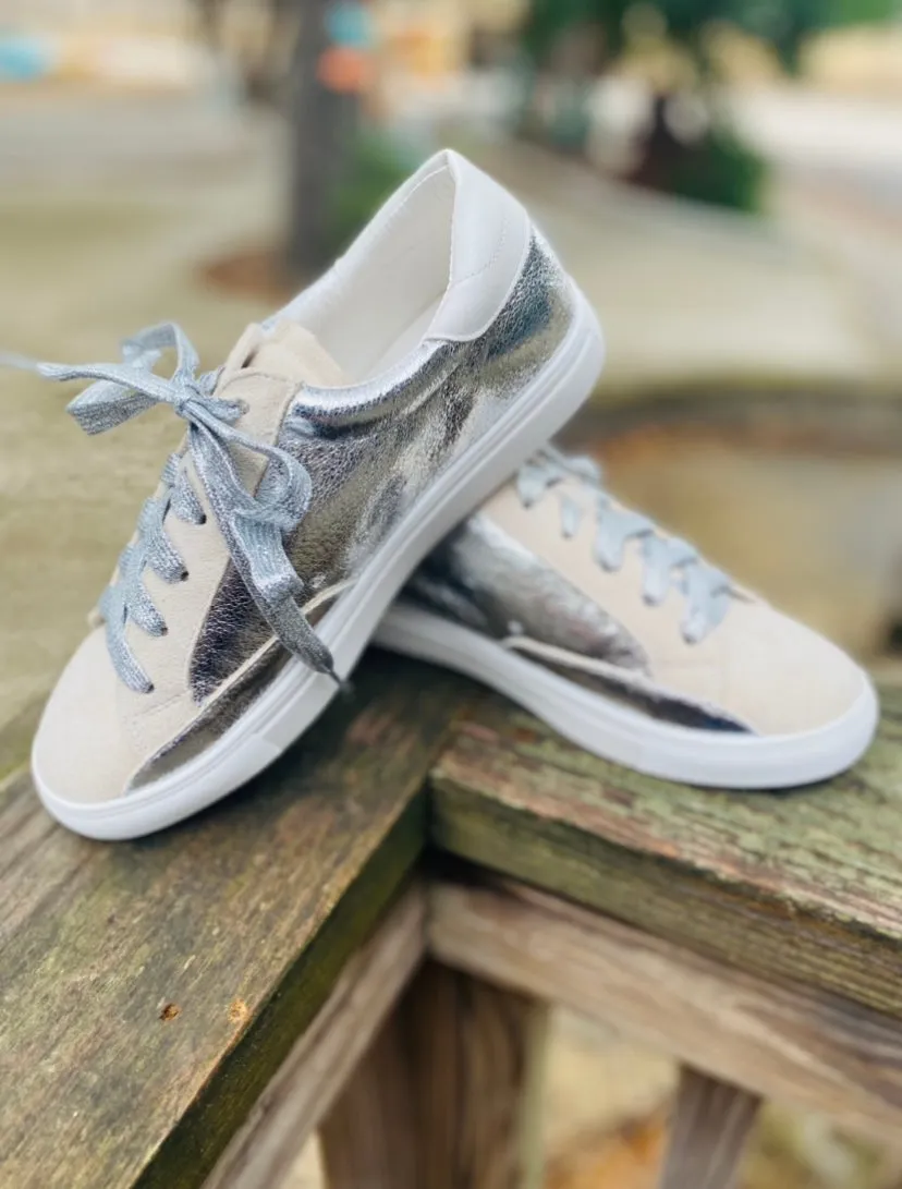 Silver Metallic Classic Low Top Star Sneakers