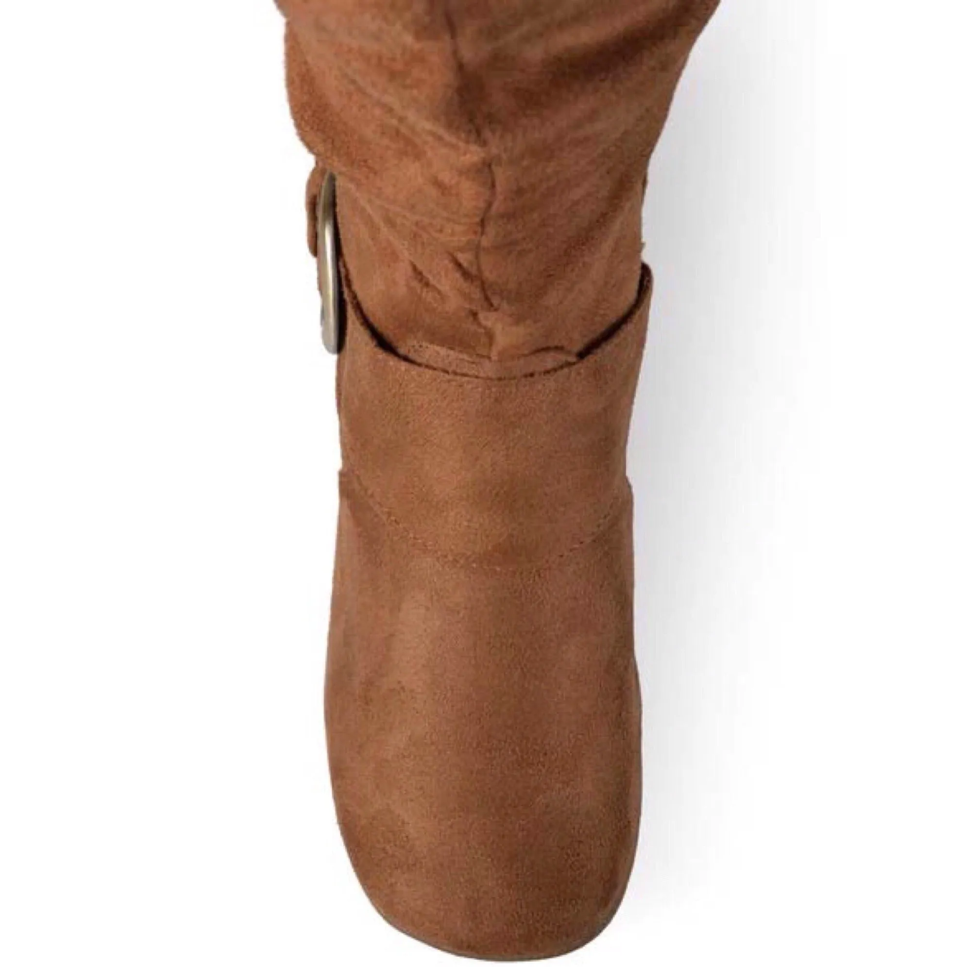 Slouchy Large Buckle Suede Boots