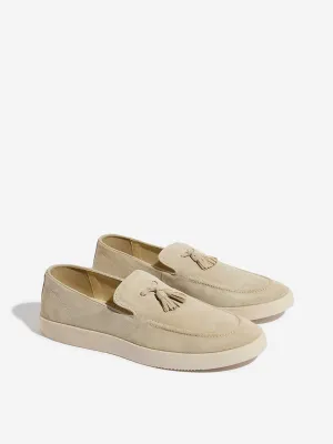 SOLEPLAY Beige Suede Leather Tasseled Loafers