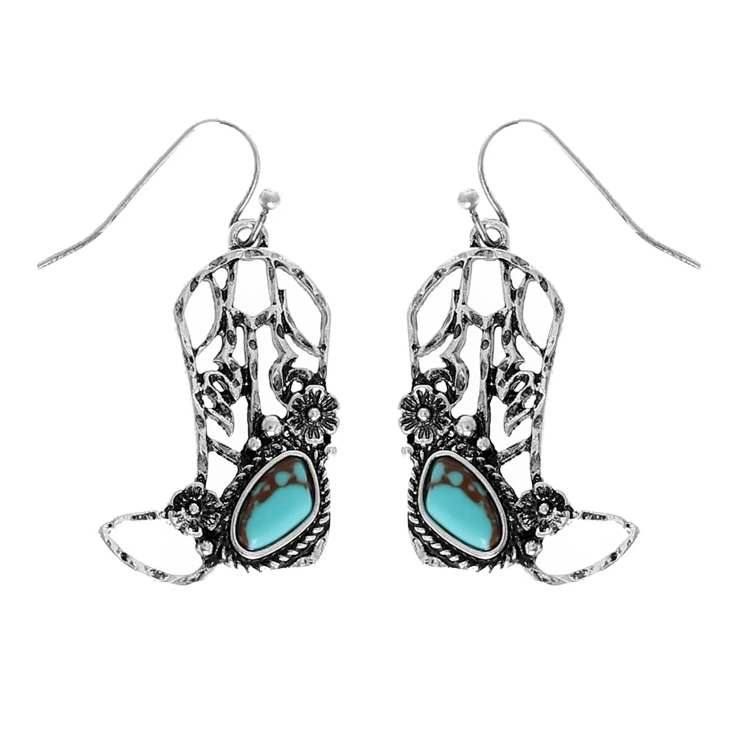 Stylish Turquoise Cowboy Boots Earrings | Western Fashion