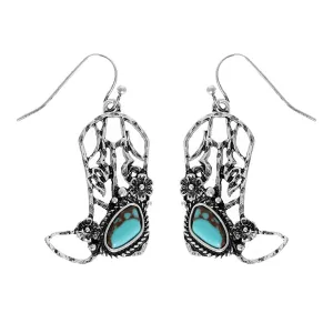 Stylish Turquoise Cowboy Boots Earrings | Western Fashion