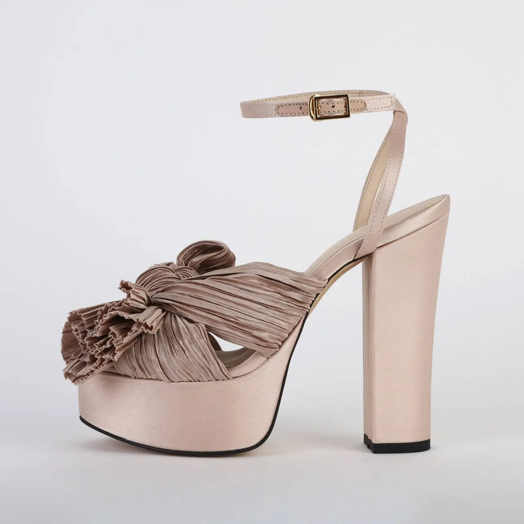 *UK size 2.5 - LAVERO - beige satin, 12/3.5cm heels