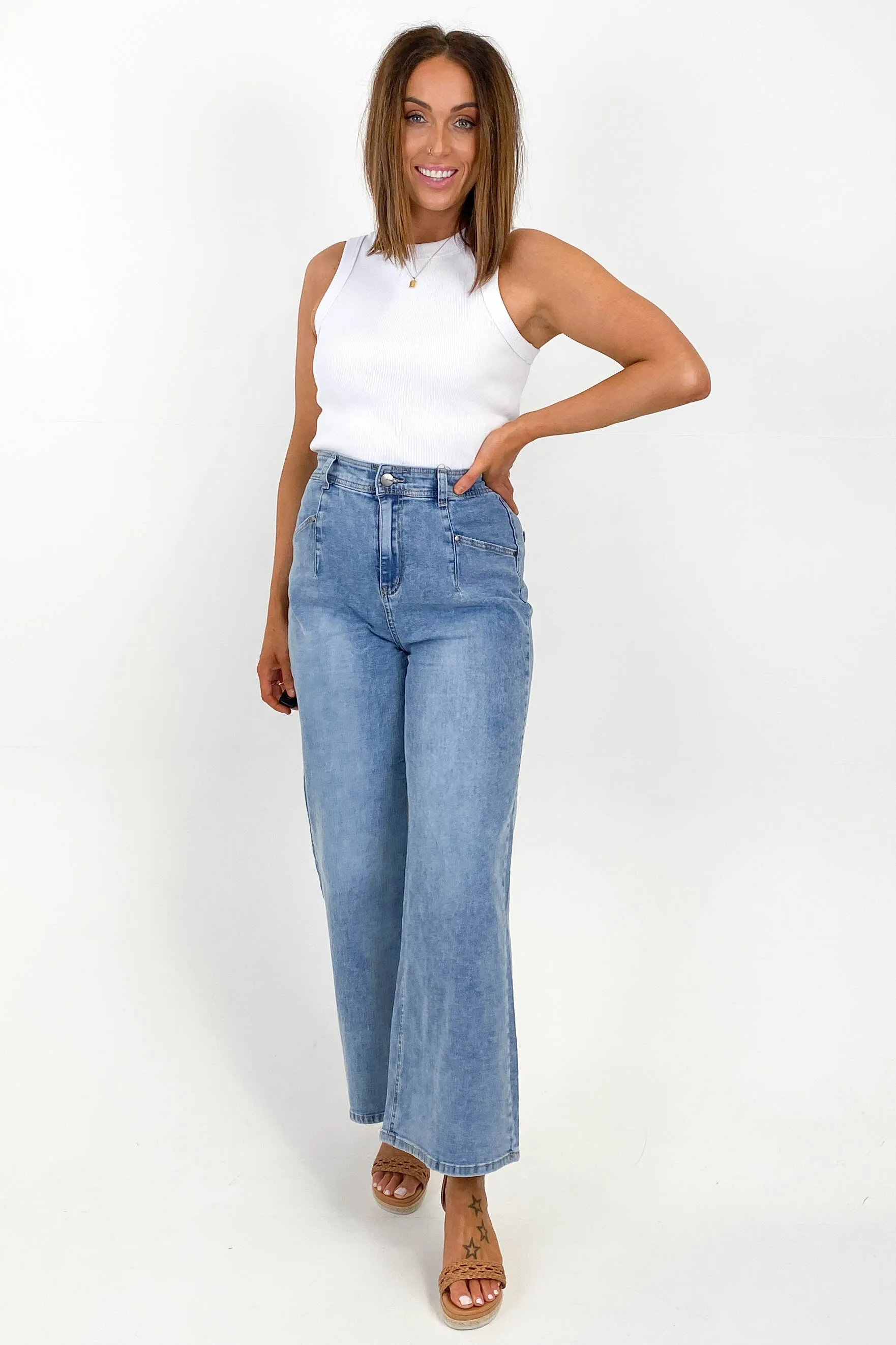 Wakee Maria Wide Leg Jean Blue