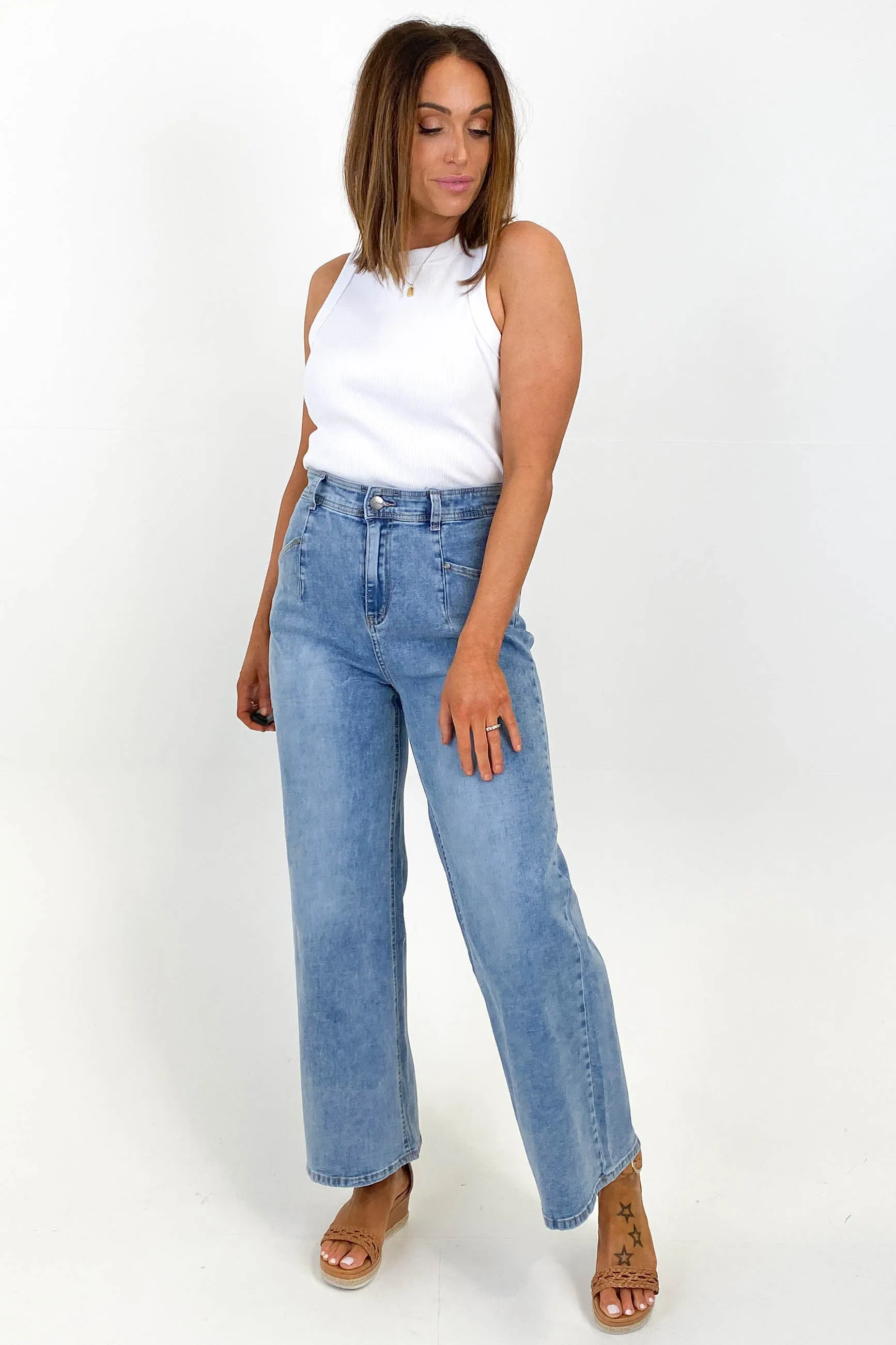 Wakee Maria Wide Leg Jean Blue