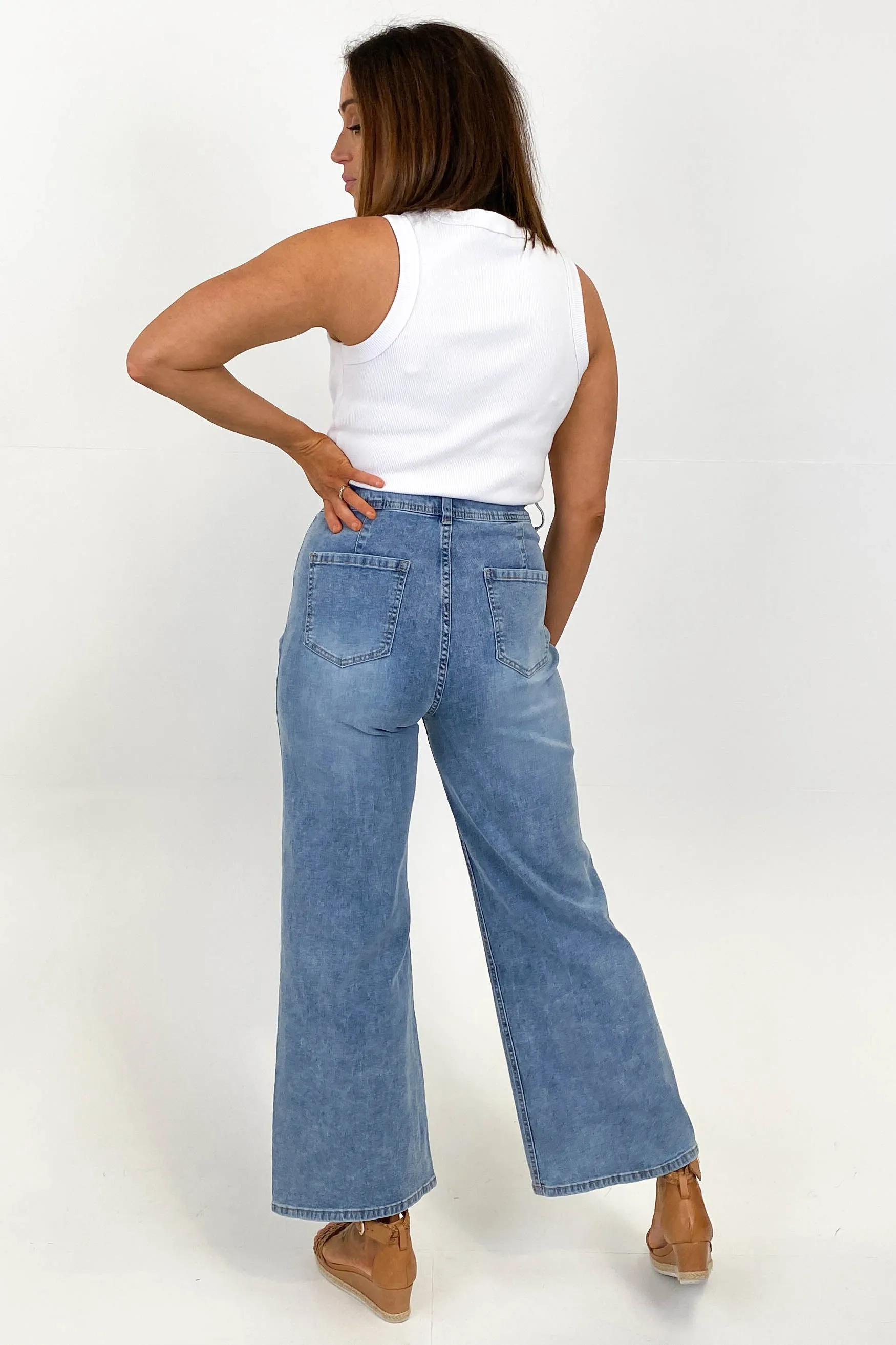 Wakee Maria Wide Leg Jean Blue