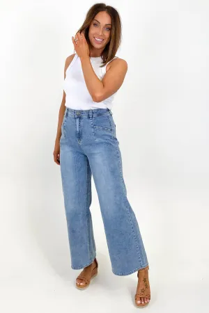 Wakee Maria Wide Leg Jean Blue