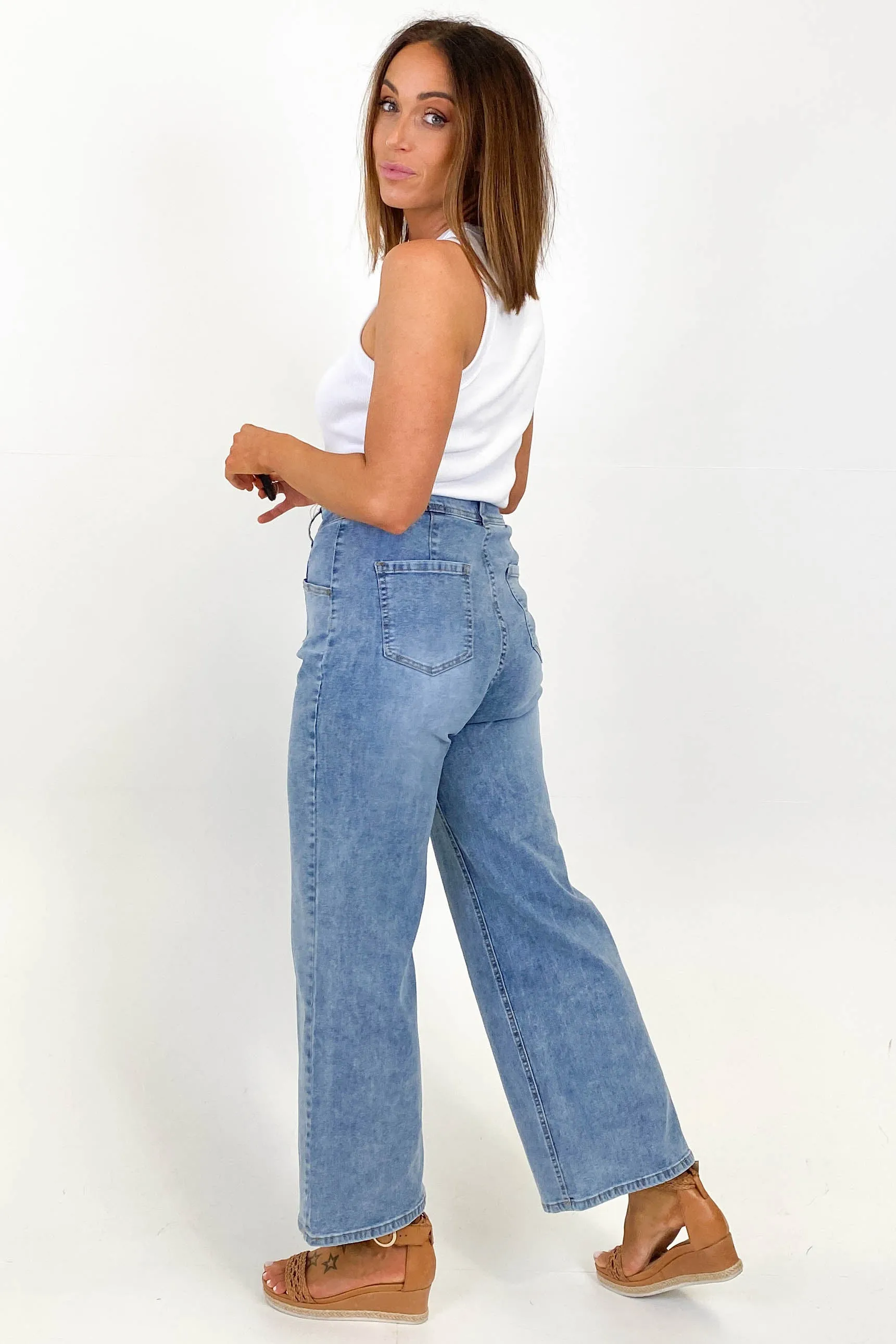 Wakee Maria Wide Leg Jean Blue