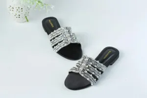 WALKBROS EMBROIDERED PEARLS FLATS - BLACK