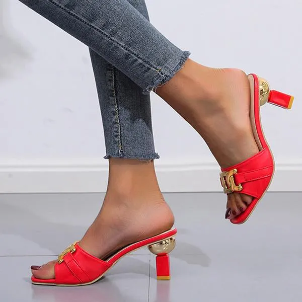 Women's Metal Decorated Fashion High Heel Slippers 01922233S