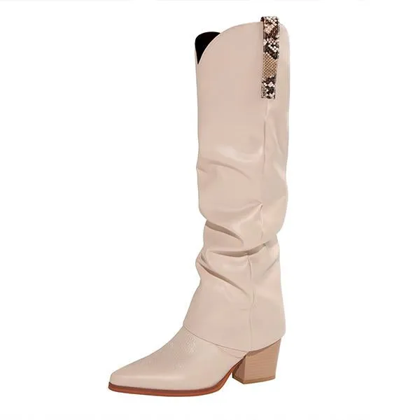 Women's Stylish Pointed Toe Thick Heel Trouser Boots 55358091S