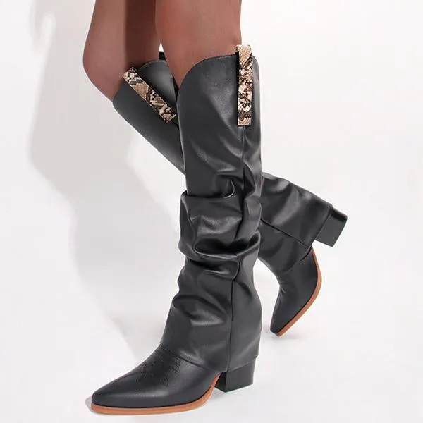 Women's Stylish Pointed Toe Thick Heel Trouser Boots 55358091S