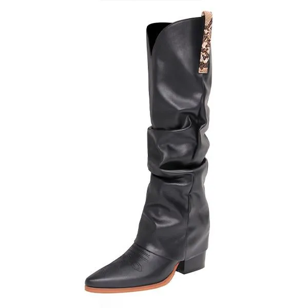 Women's Stylish Pointed Toe Thick Heel Trouser Boots 55358091S
