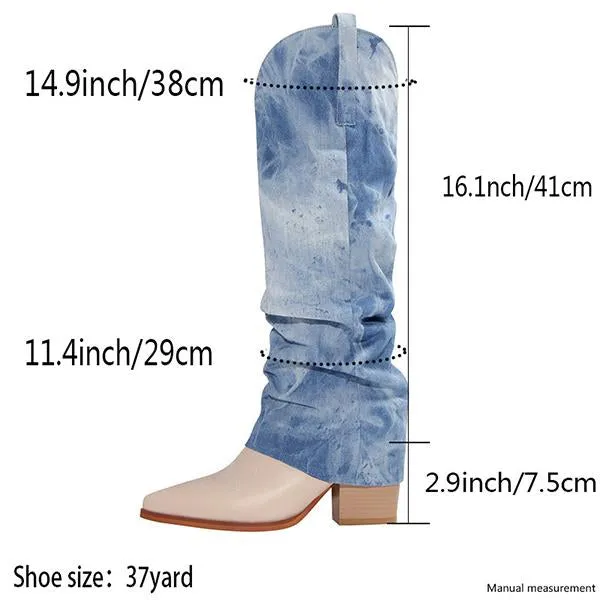 Women's Stylish Pointed Toe Thick Heel Trouser Boots 55358091S