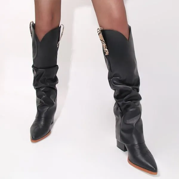 Women's Stylish Pointed Toe Thick Heel Trouser Boots 55358091S