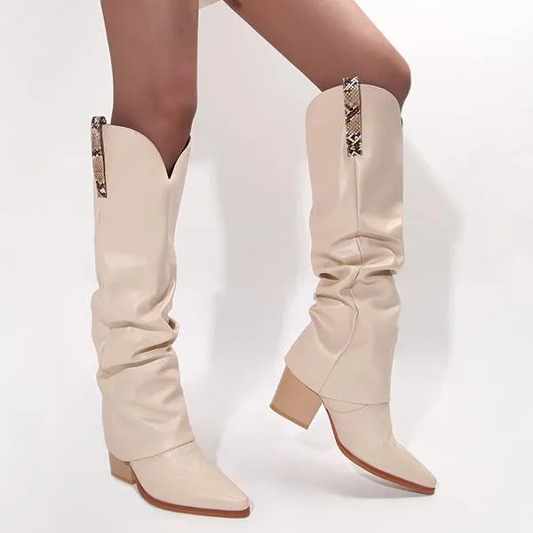 Women's Stylish Pointed Toe Thick Heel Trouser Boots 55358091S