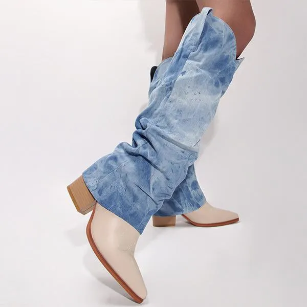 Women's Stylish Pointed Toe Thick Heel Trouser Boots 55358091S
