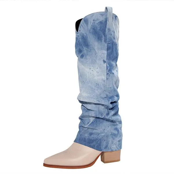 Women's Stylish Pointed Toe Thick Heel Trouser Boots 55358091S