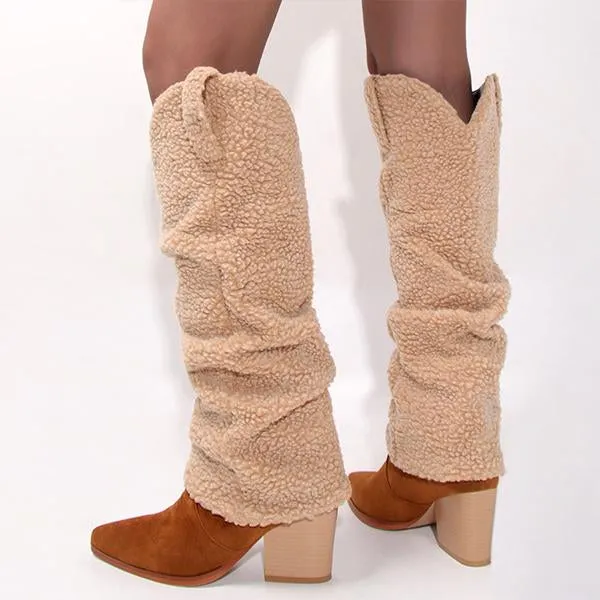 Women's Stylish Pointed Toe Thick Heel Trouser Boots 55358091S