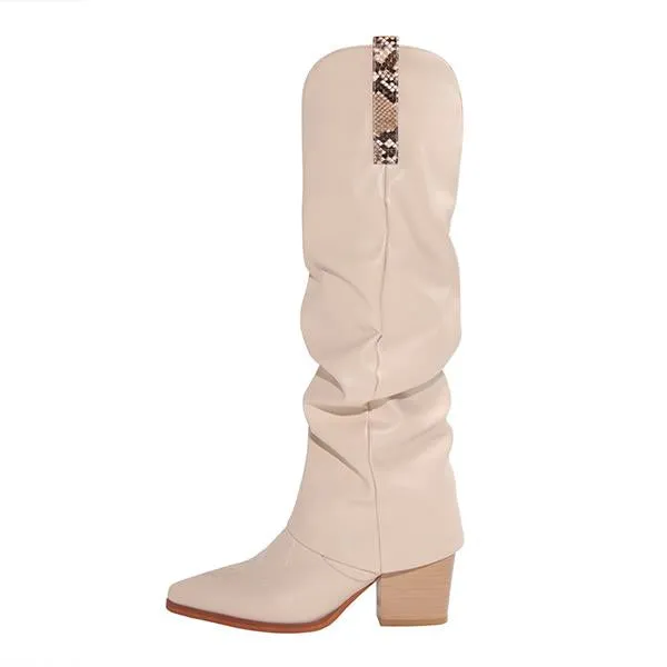 Women's Stylish Pointed Toe Thick Heel Trouser Boots 55358091S