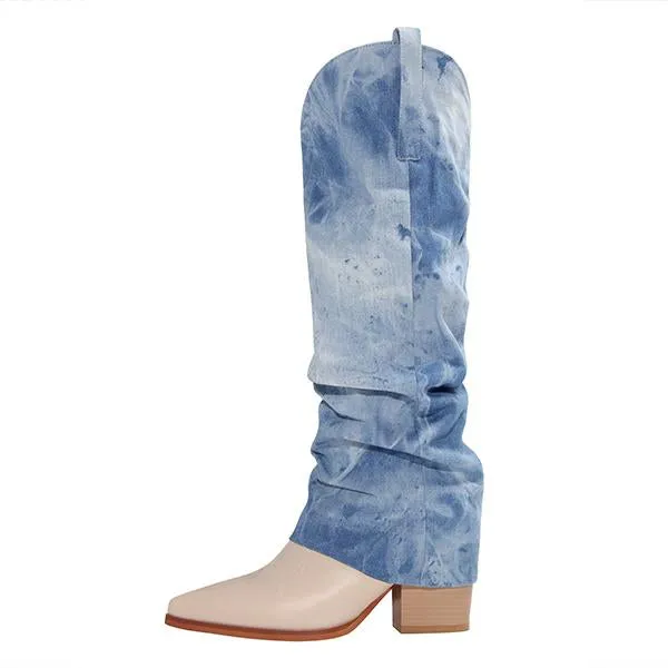 Women's Stylish Pointed Toe Thick Heel Trouser Boots 55358091S