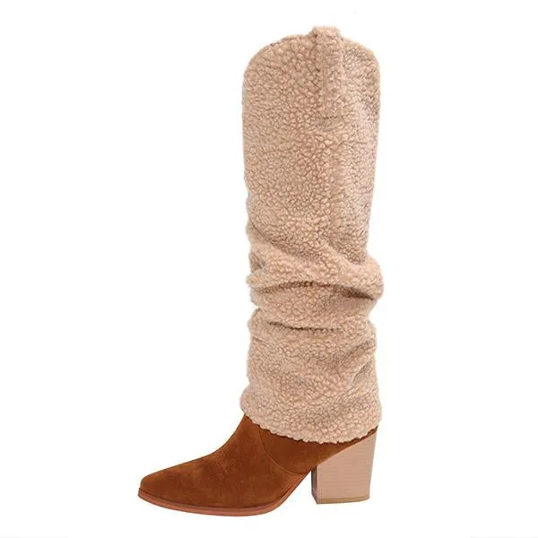Women's Stylish Pointed Toe Thick Heel Trouser Boots 55358091S
