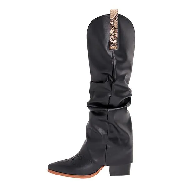 Women's Stylish Pointed Toe Thick Heel Trouser Boots 55358091S