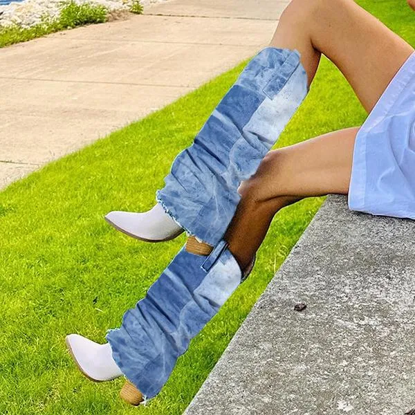 Women's Stylish Pointed Toe Thick Heel Trouser Boots 55358091S