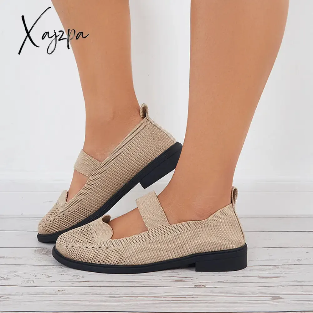 Xajzpa - Women Knit Mary Jane Flats Breathable Loafers Comfy Walking Shoes