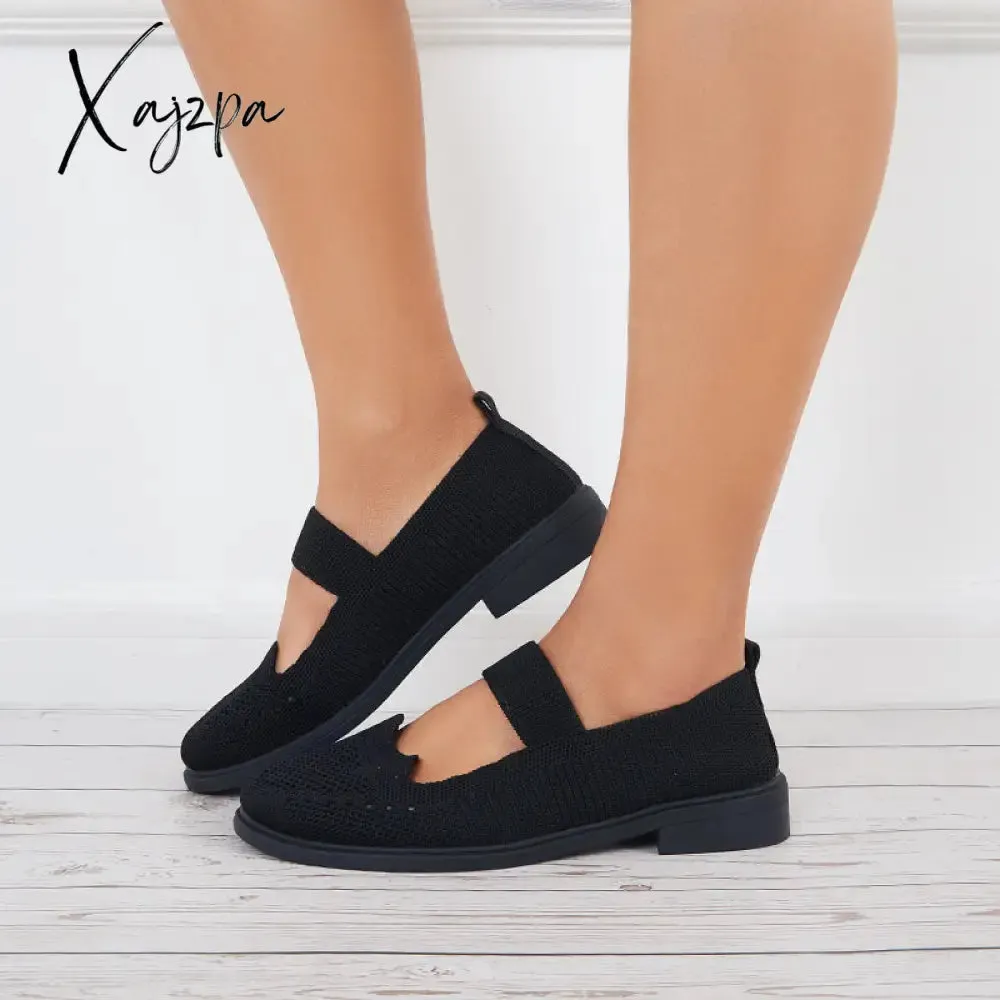 Xajzpa - Women Knit Mary Jane Flats Breathable Loafers Comfy Walking Shoes