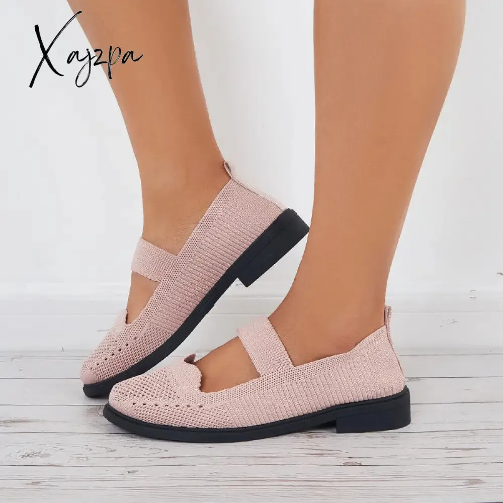 Xajzpa - Women Knit Mary Jane Flats Breathable Loafers Comfy Walking Shoes