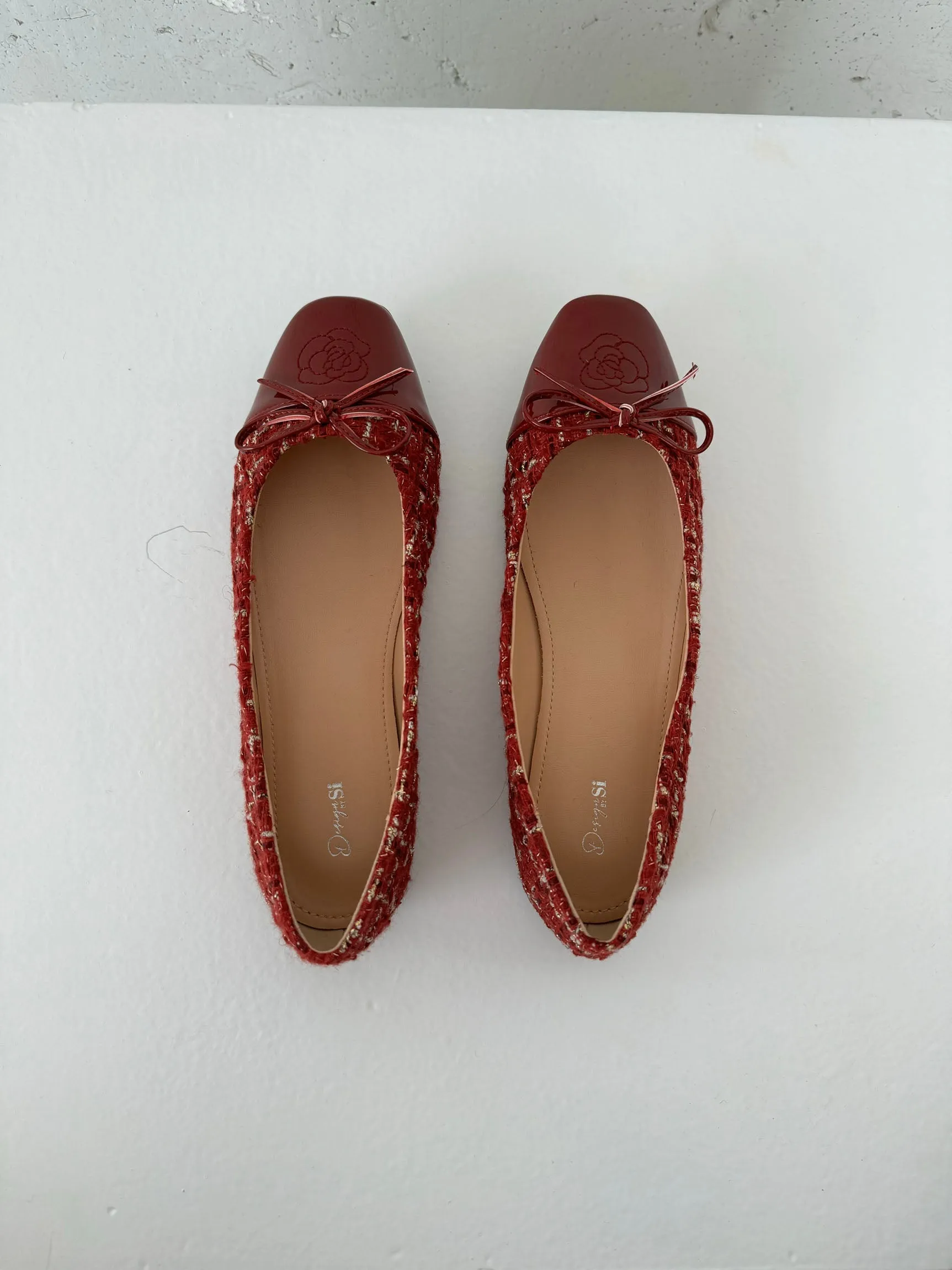 Zamora ballet flats with pattern and bow - Red