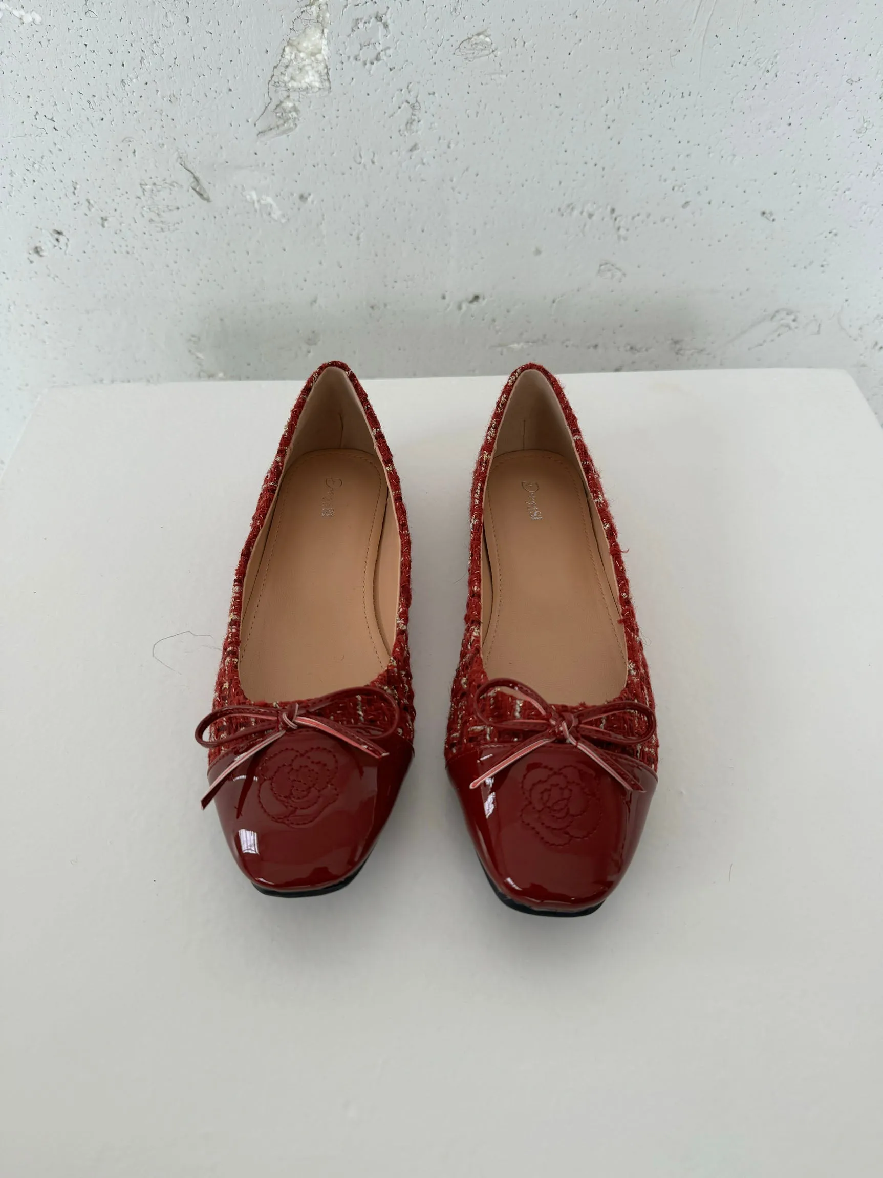 Zamora ballet flats with pattern and bow - Red